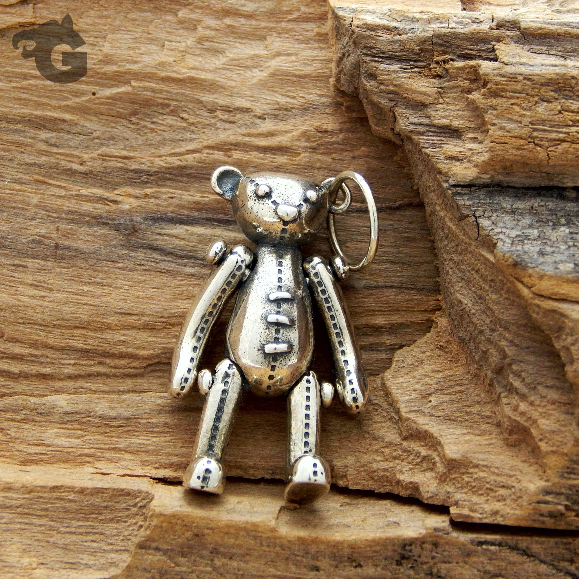 teddy bear silver pendant glermes