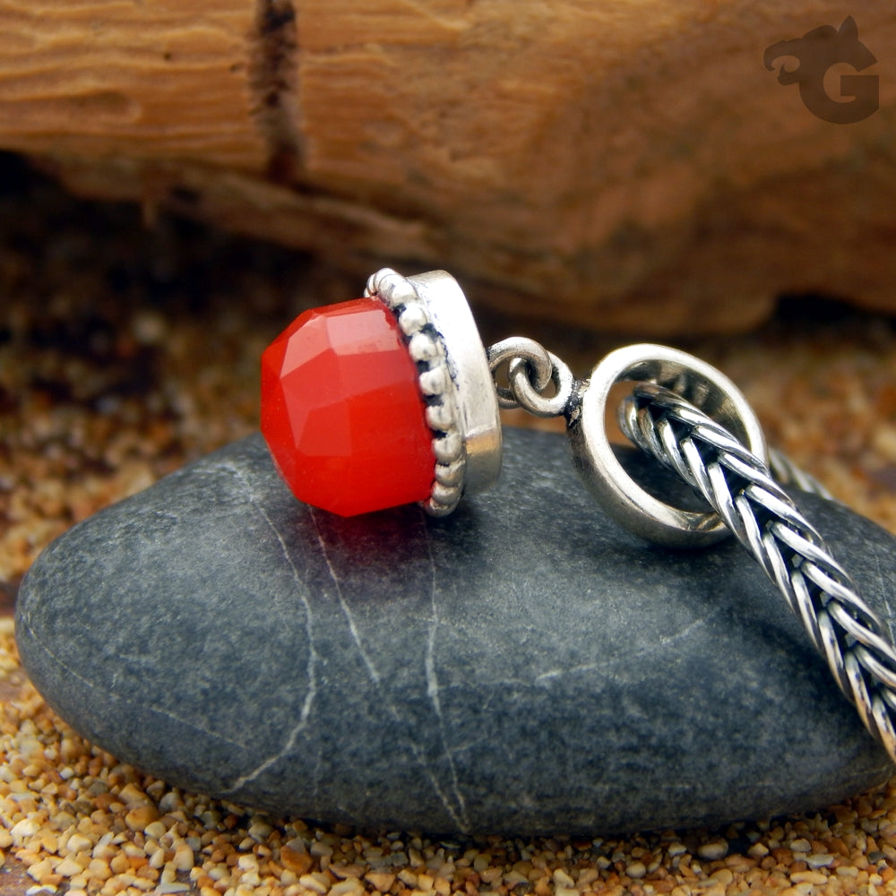 Red Chalcedony pendant fits Pandora Trollbeads 925 Oxidized Sterling silver - Glermes.com