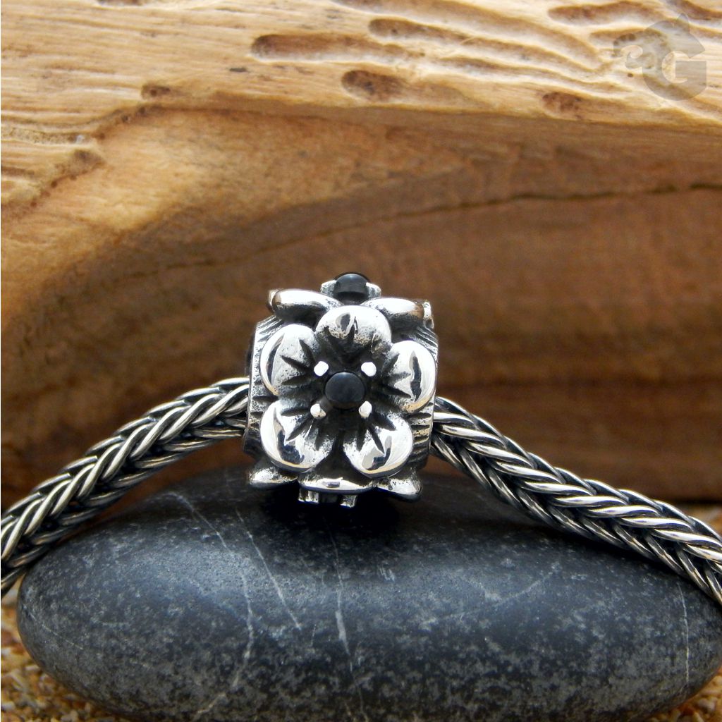 floral bead big hole black onyx european glermes