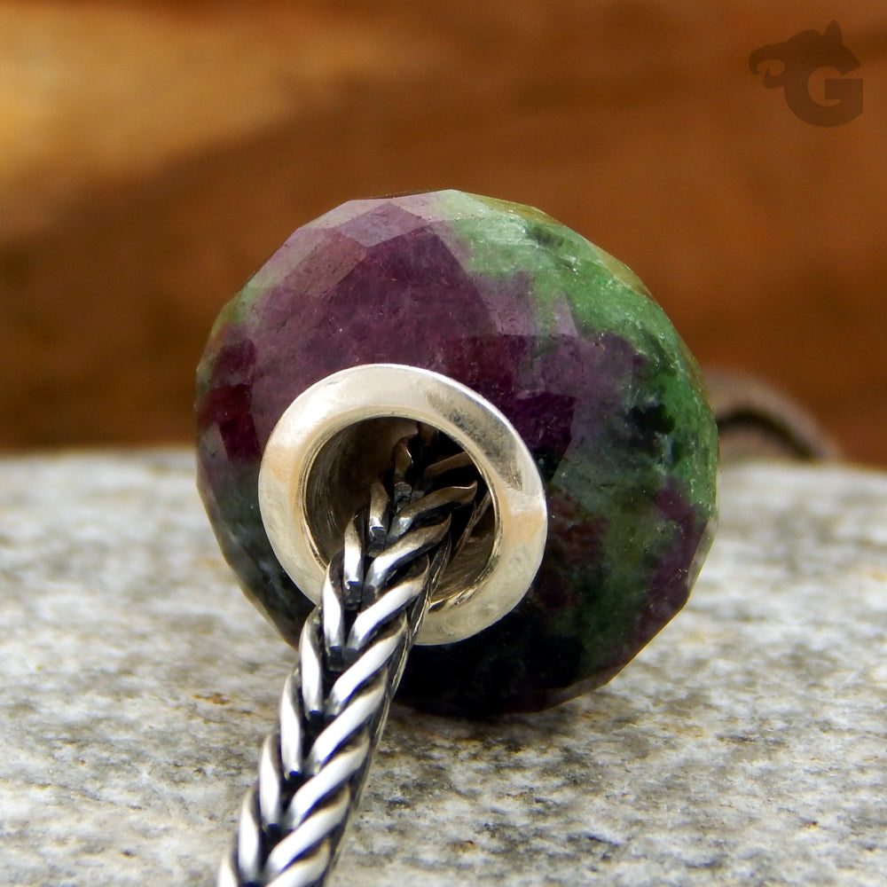 Ruby Zoisite jewelry charm big hole bead - Glermes 