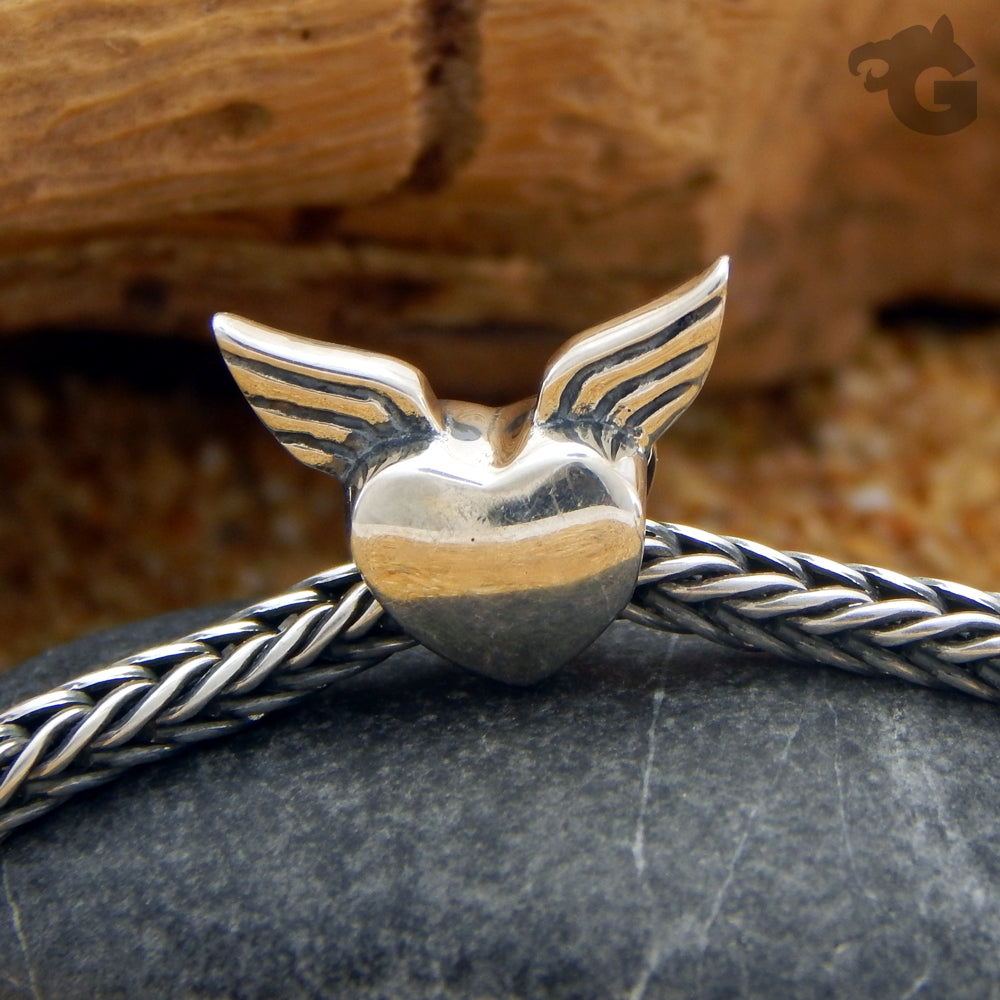 Heart wings charm European large hole 925 silver - Glermes