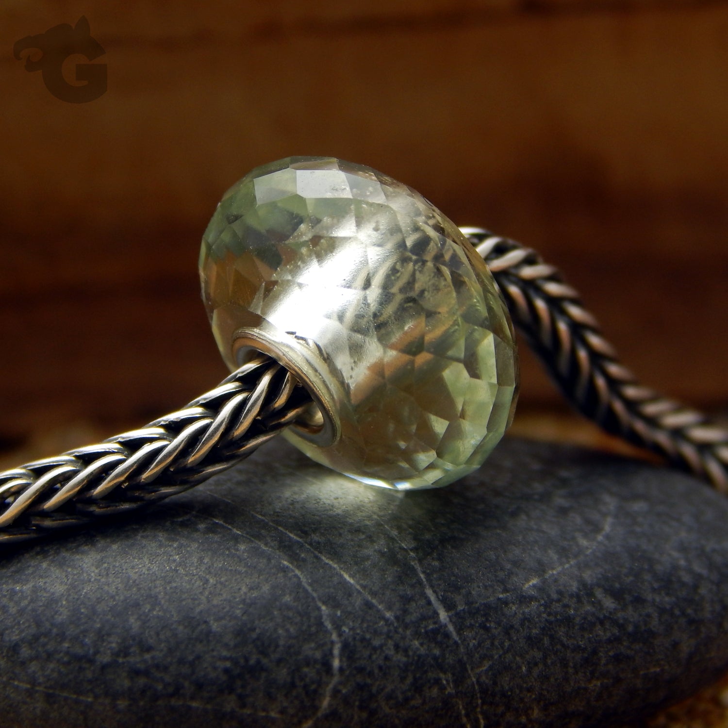 Natural Green Amethyst small core fits Trollbeads Tedora Elfbeads style chains foxtail - Glermes.com
