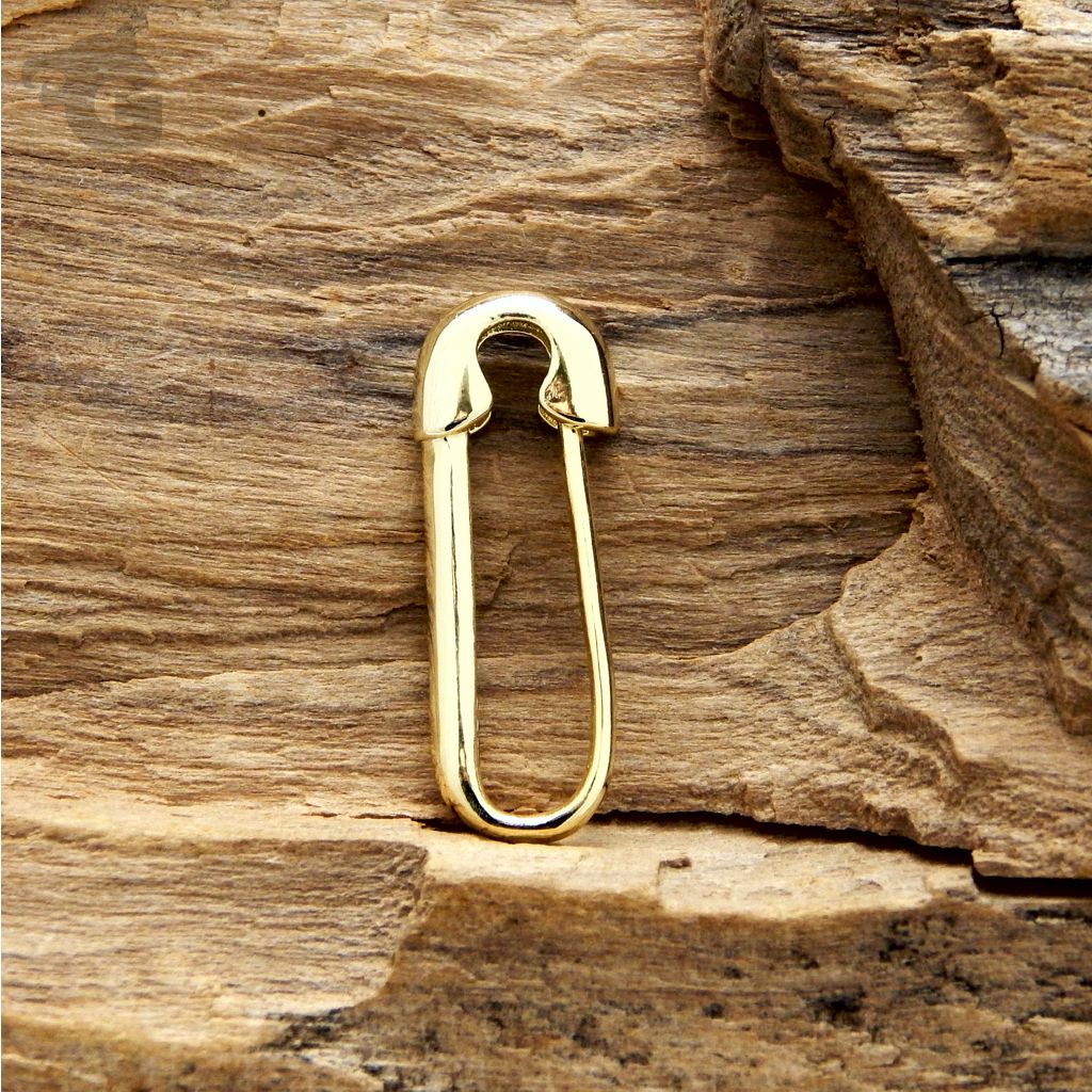 safety pin earring 18K yellow gold plated 925 sterling silver high quality glermes city of beads studio