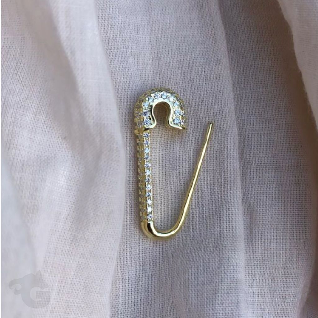 18k gold safety pin earrings