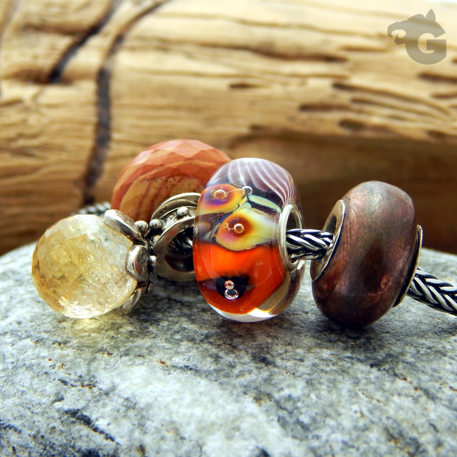 Murrini lampwork glass bead natural inspired European style fits Pandora Trollbeads Chamilia - Glermes.com